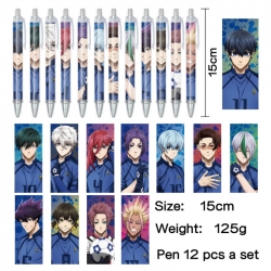 BLUE LOCK Anime peripheral student color picture ballpoint pen neutral pen 15cm a set of 12