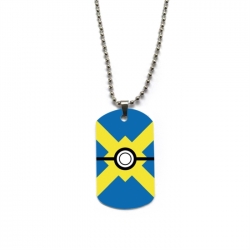 Pokemon Anime double-sided full color printed military brand necklace price for 5 pcs