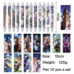 Sword Art Online Anime peripheral student color picture ballpoint pen neutral pen 15cm a set of 12