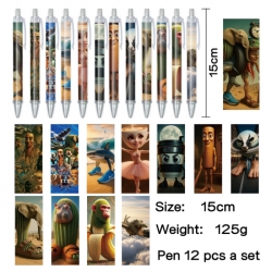 Italian-Brainrot Anime peripheral student color picture ballpoint pen neutral pen 15cm a set of 12
