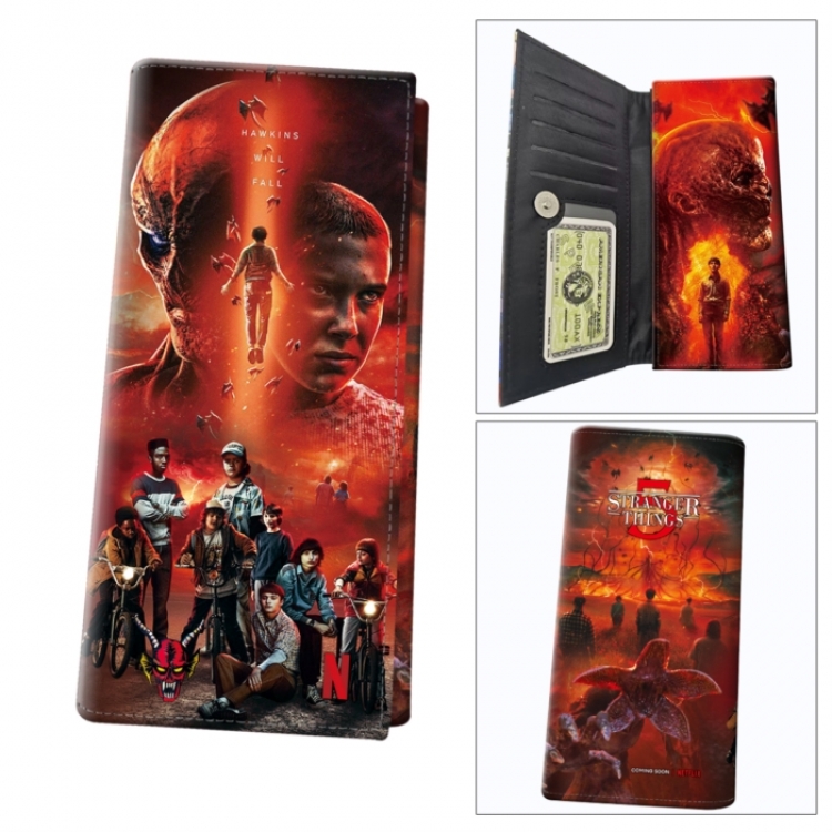 Stranger Things Anime wallet long wallet buckle storage bag 18.5x9.5x2CM 100g
