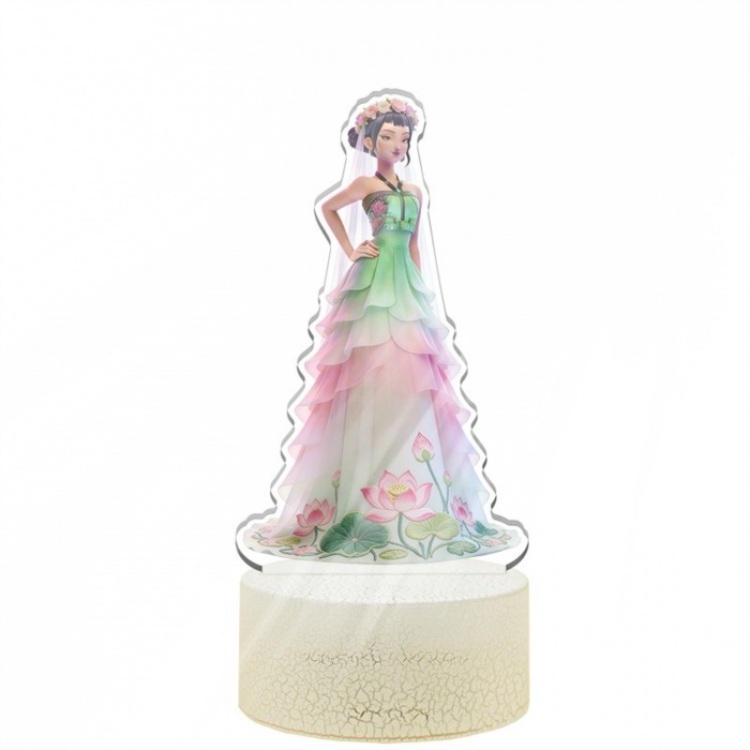 K-Pop Demon Hunters Acrylic Night Light 16 Color-changing USB Interface Box Set 19X7X4CM white base