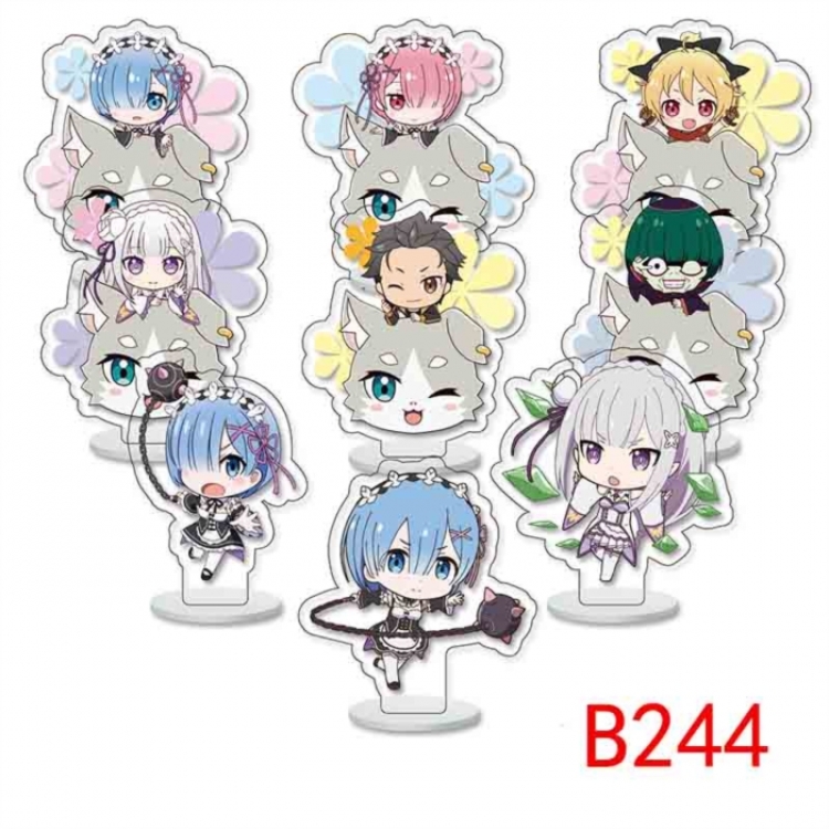 Re:Zero kara Hajimeru Isekai Seikatsu Anime Character acrylic Small Standing Plates  Keychain 6cm a set of 9