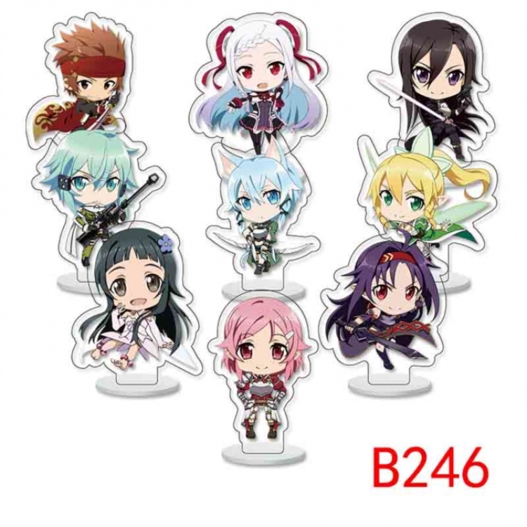 Sword Art Online Anime Character acrylic Small Standing Plates  Keychain 6cm a set of 9