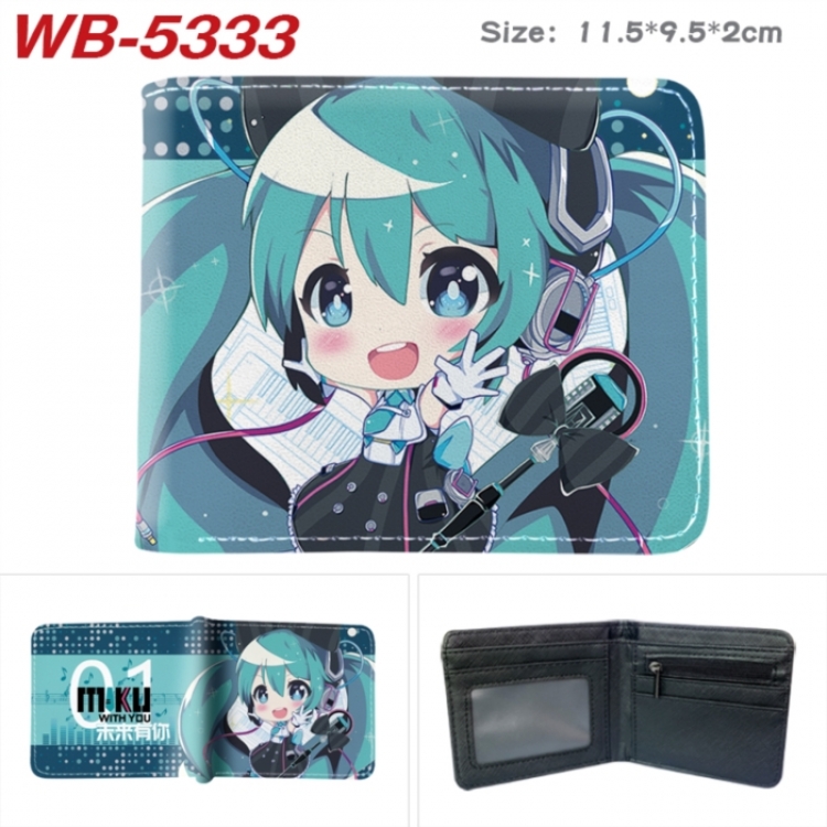 Hatsune Miku Animation color PU leather half fold wallet 11.5X9X2CM