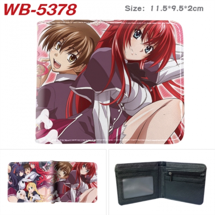 High School D×D Animation color PU leather half fold wallet 11.5X9X2CM