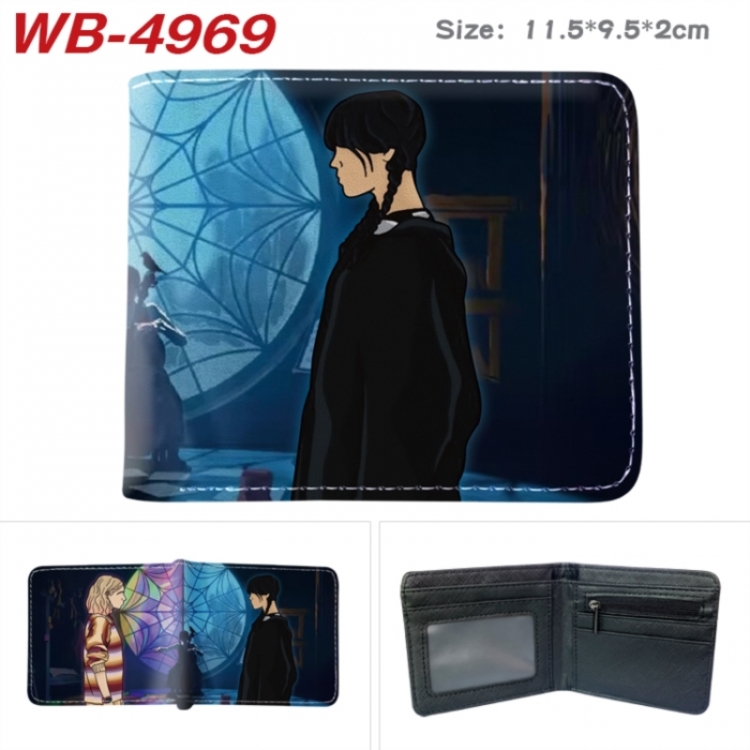 Wednesday Animation color PU leather half fold wallet 11.5X9X2CM