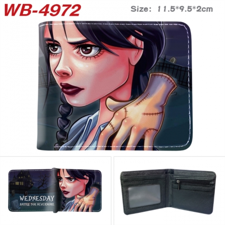 Wednesday Animation color PU leather half fold wallet 11.5X9X2CM