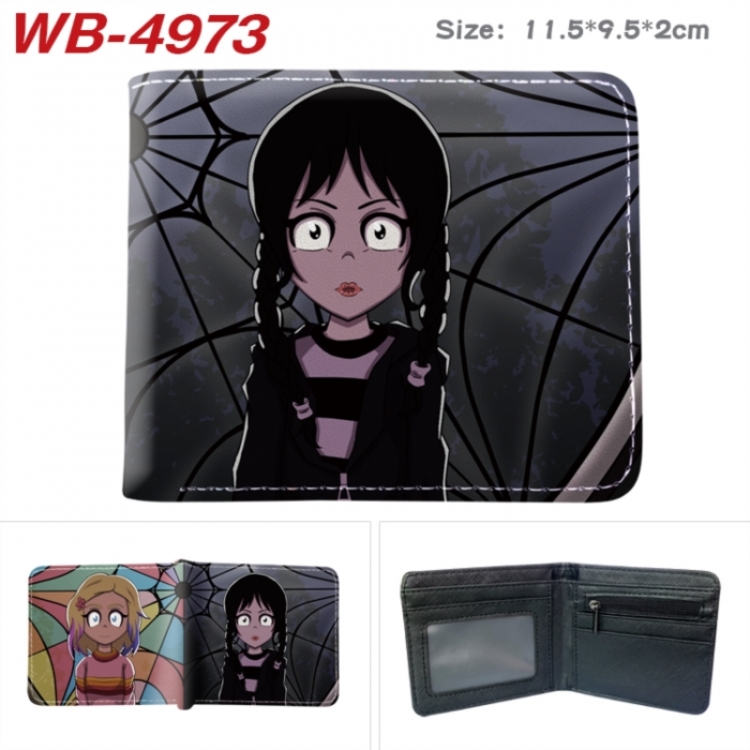 Wednesday Animation color PU leather half fold wallet 11.5X9X2CM