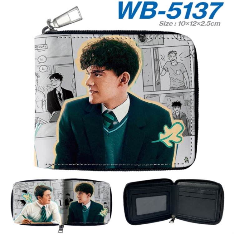 HEARTSTOPPER Anime color short full zip folding wallet 10x12x2.5cm