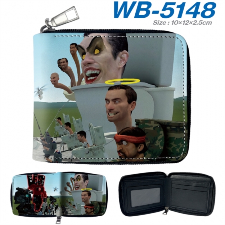 skibidi toilet Anime color short full zip folding wallet 10x12x2.5cm