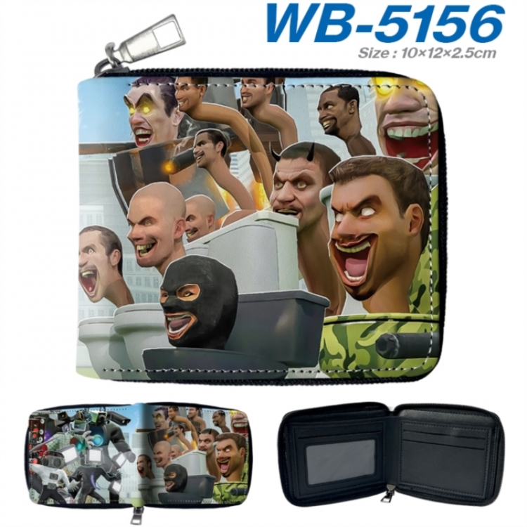 skibidi toilet Anime color short full zip folding wallet 10x12x2.5cm