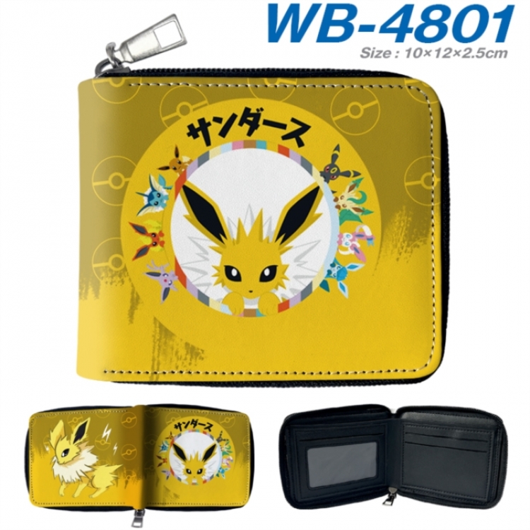 Pokemon Anime color short full zip folding wallet 10x12x2.5cm