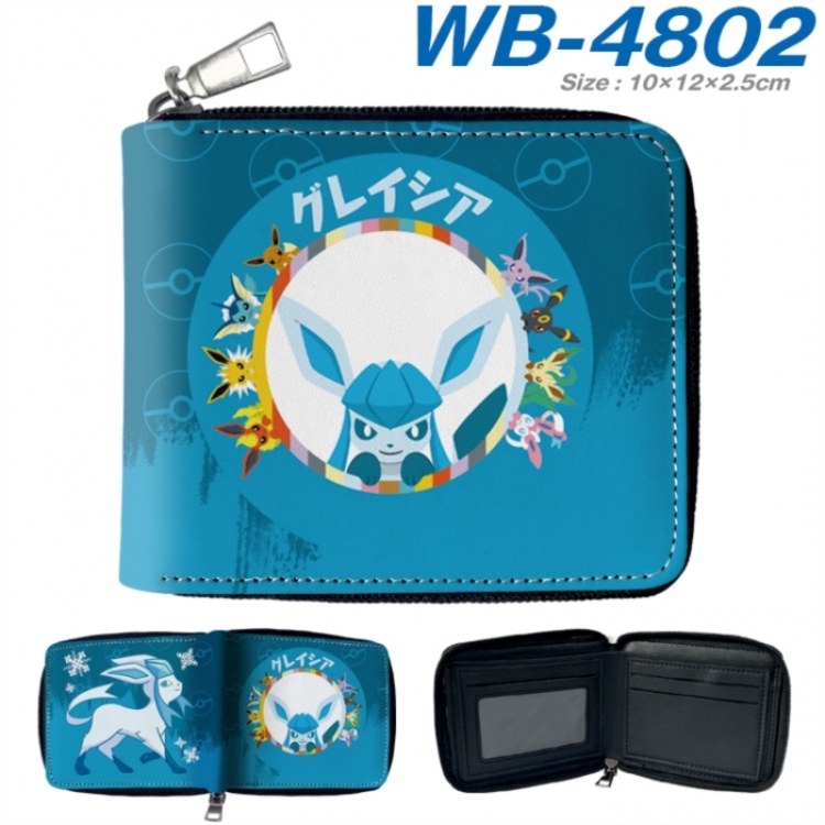 Pokemon Anime color short full zip folding wallet 10x12x2.5cm