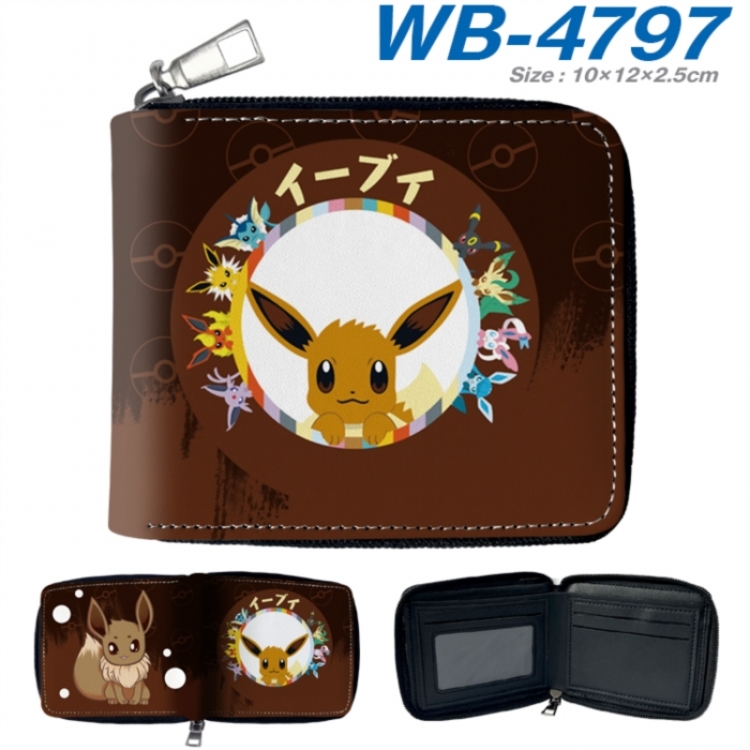 Pokemon Anime color short full zip folding wallet 10x12x2.5cm