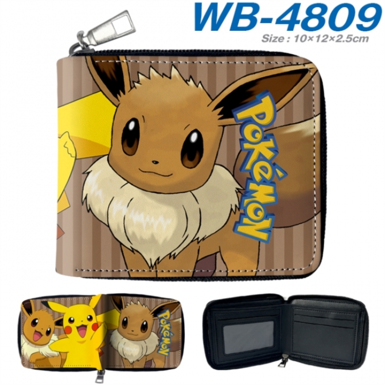 Pokemon Anime color short full zip folding wallet 10x12x2.5cm