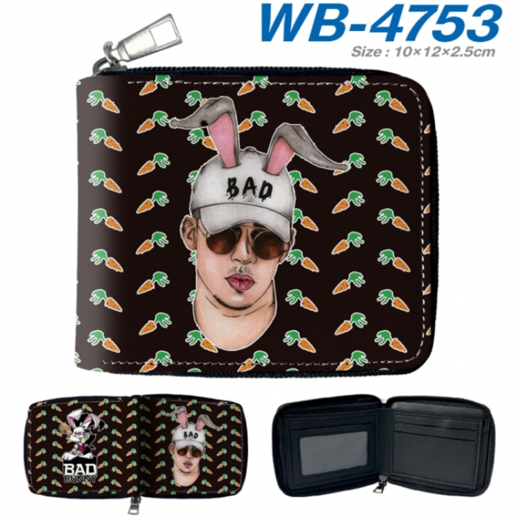 Bad Bunny Anime color short full zip folding wallet 10x12x2.5cm