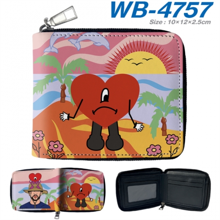 Bad Bunny Anime color short full zip folding wallet 10x12x2.5cm