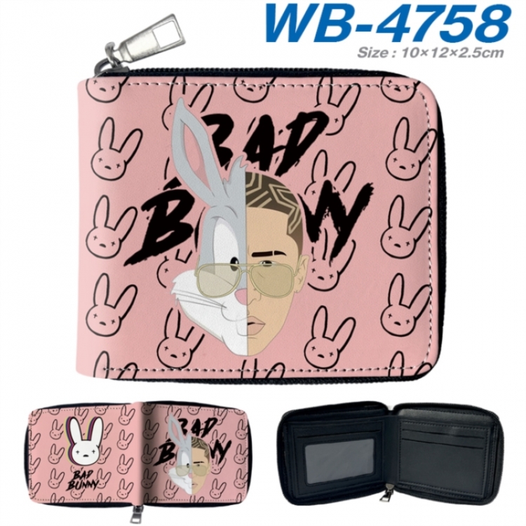 Bad Bunny Anime color short full zip folding wallet 10x12x2.5cm