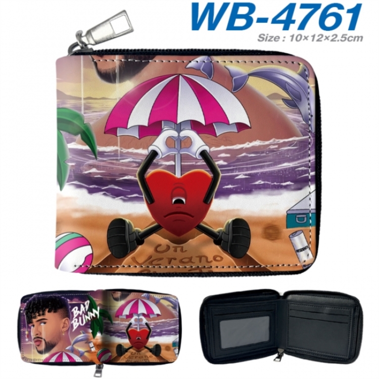 Bad Bunny Anime color short full zip folding wallet 10x12x2.5cm