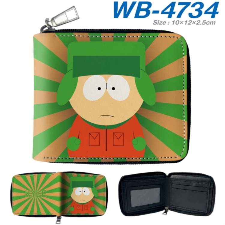 South Park Anime color short full zip folding wallet 10x12x2.5cm
