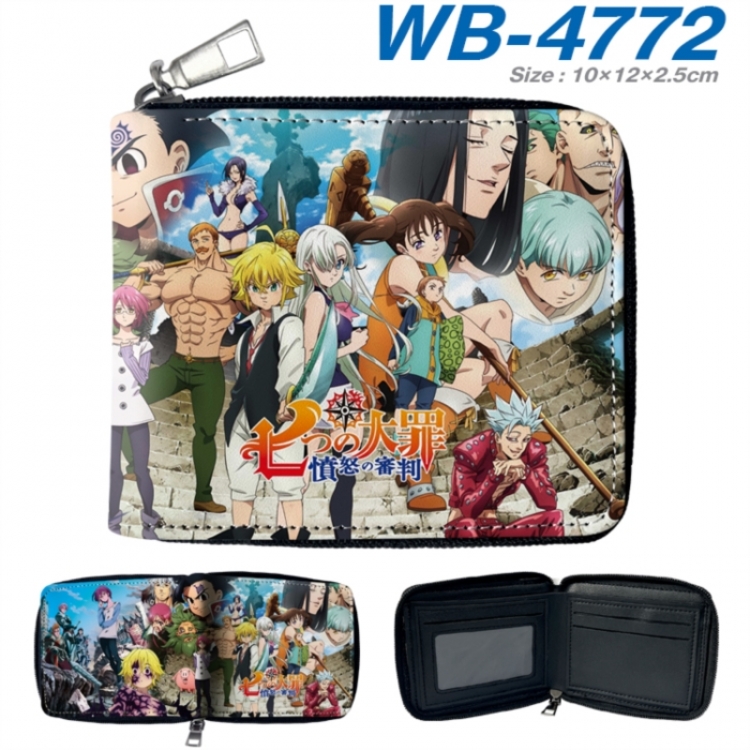 The Seven Deadly Sins Anime color short full zip folding wallet 10x12x2.5cm