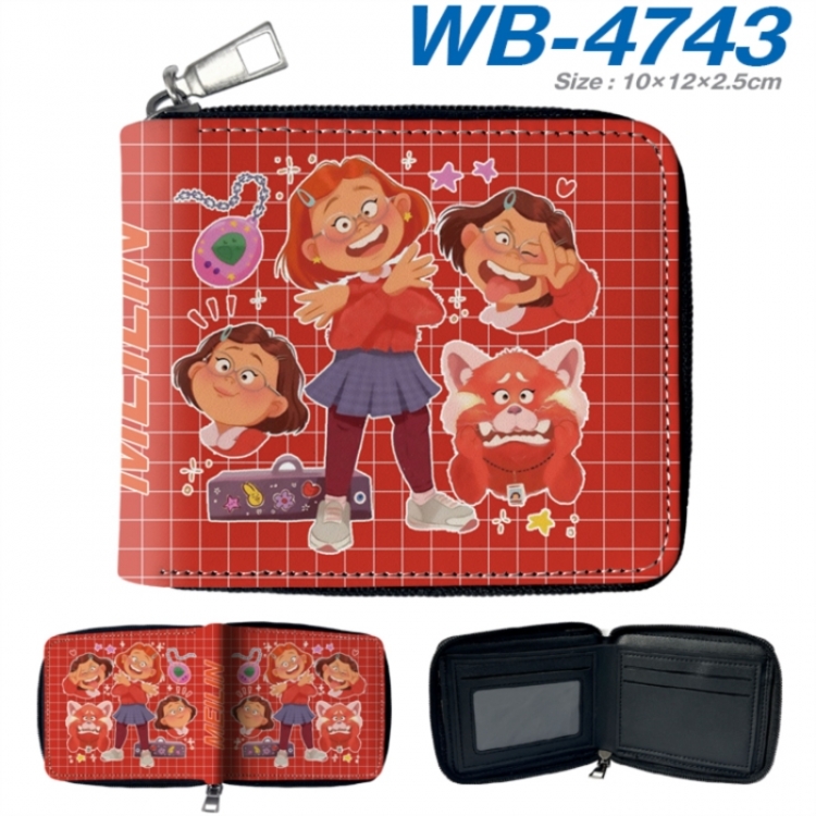 Turning Red Anime color short full zip folding wallet 10x12x2.5cm