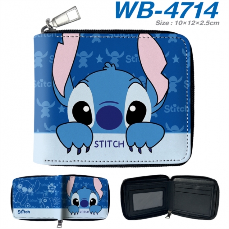Lilo & Stitch Anime color short full zip folding wallet 10x12x2.5cm