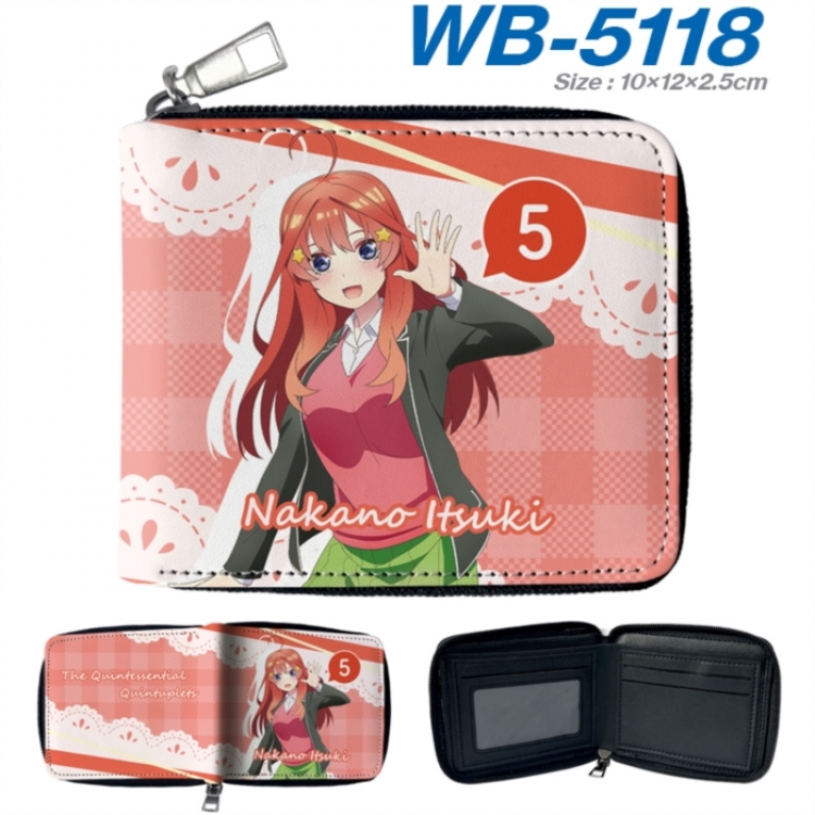The Quintessential Qunintupiets Frosted Anime color short full zip folding wallet 10x12x2.5cm