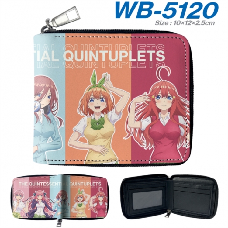 The Quintessential Qunintupiets Frosted Anime color short full zip folding wallet 10x12x2.5cm