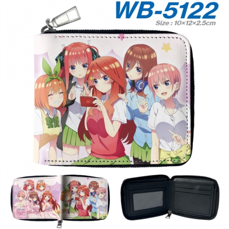 The Quintessential Qunintupiets Frosted Anime color short full zip folding wallet 10x12x2.5cm