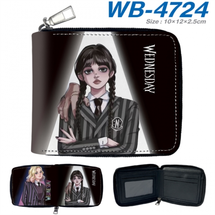 Wednesday Anime color short full zip folding wallet 10x12x2.5cm