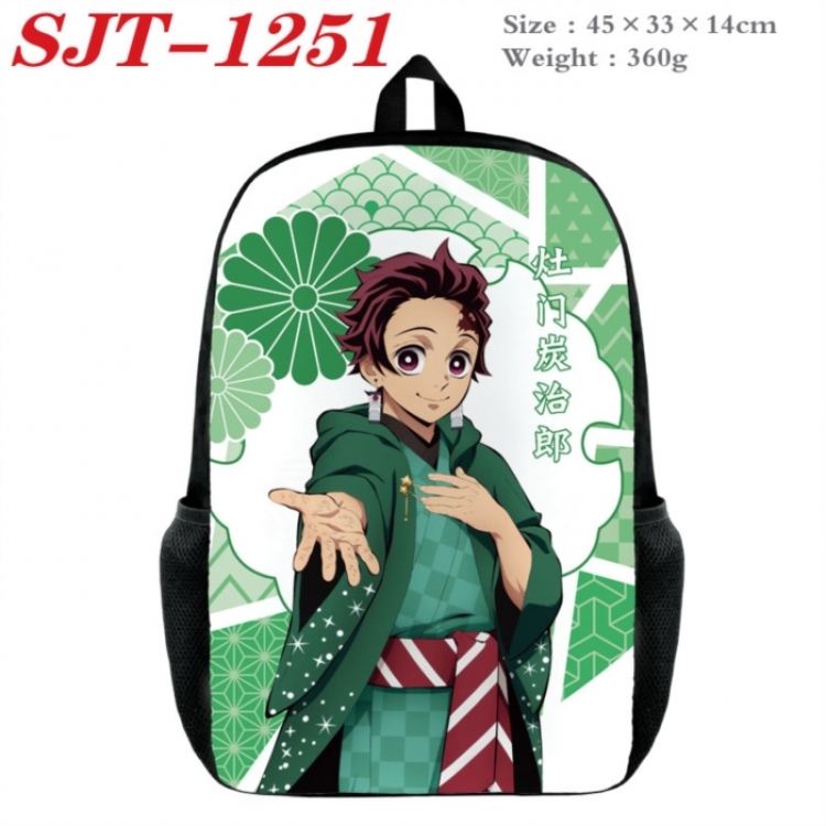 Demon Slayer Kimets Anime nylon canvas backpack student backpack 45x33x14cm