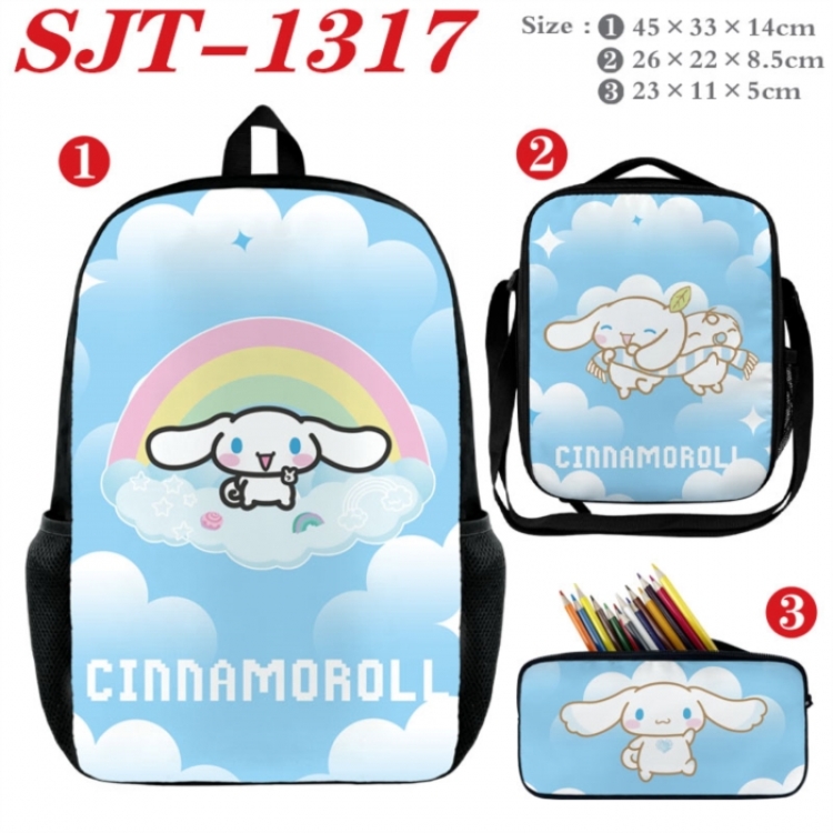 Sanrio Anime nylon canvas backpack pencil case crossbody bag three piece set 45x33x14cm