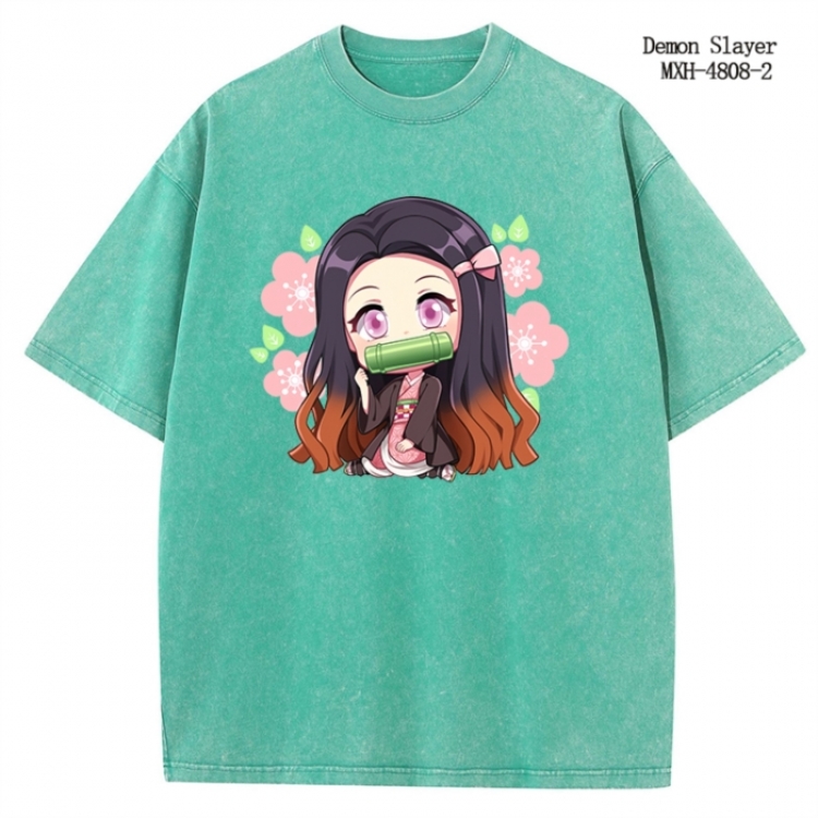 Demon Slayer Kimets Anime peripheral pure cotton washed and worn T-shirt from S to 4XL