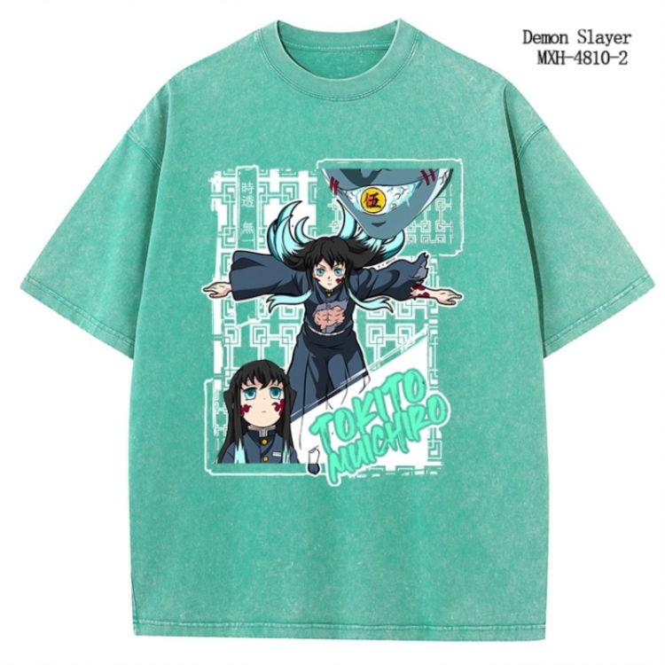 Demon Slayer Kimets Anime peripheral pure cotton washed and worn T-shirt from S to 4XL