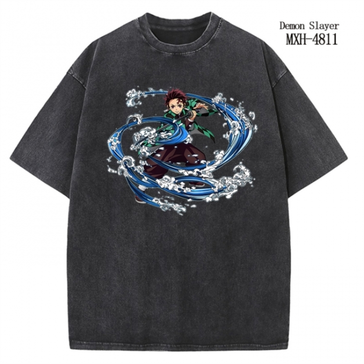 Demon Slayer Kimets Anime peripheral pure cotton washed and worn T-shirt from S to 4XL