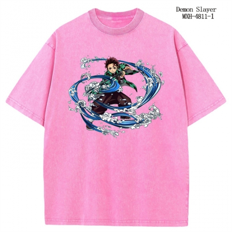 Demon Slayer Kimets Anime peripheral pure cotton washed and worn T-shirt from S to 4XL