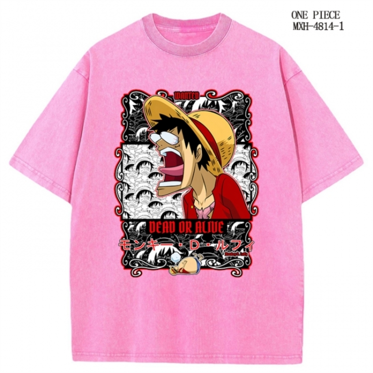One Piece Anime peripheral pure cotton washed and worn T-shirt from S to 4XL