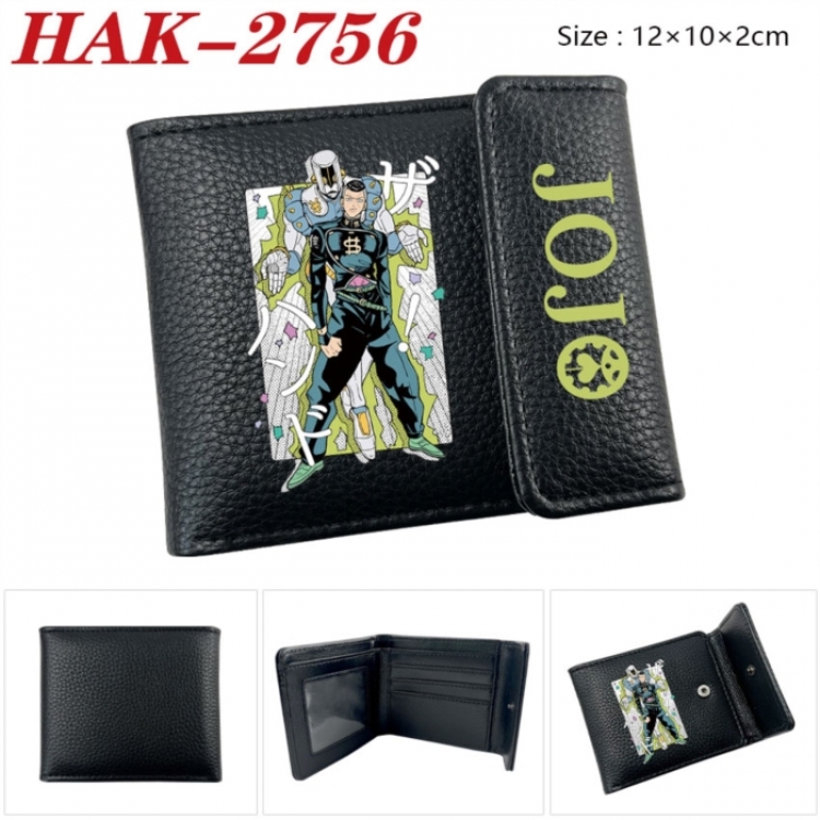 JoJos Bizarre Adventure Anime Litchi Pattern Hidden Buckle Half Fold Printed Wallet 12X10X2CM