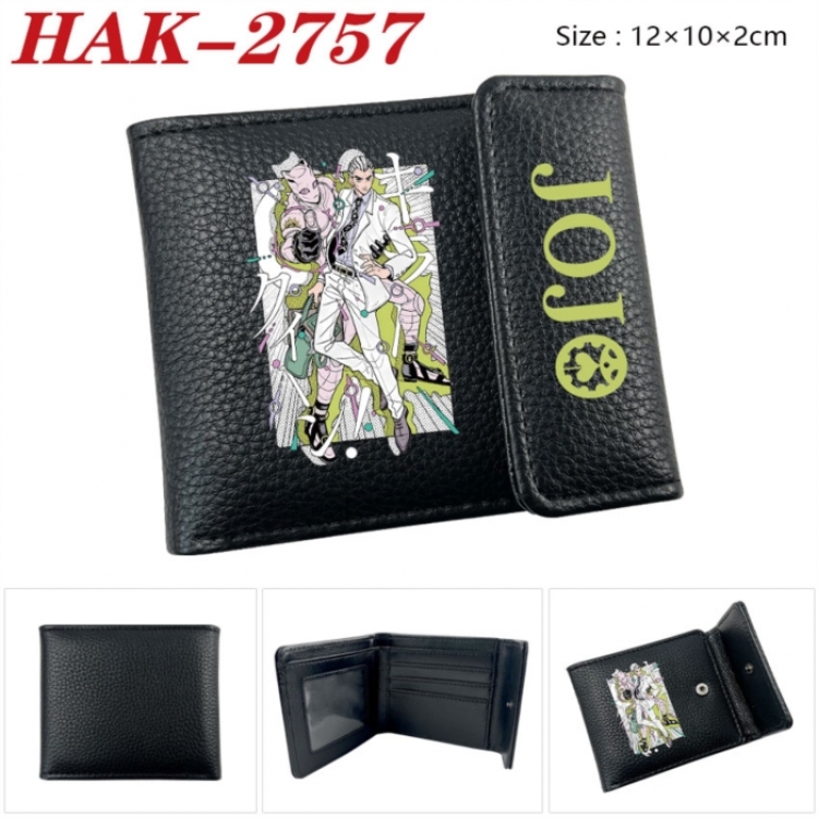 JoJos Bizarre Adventure Anime Litchi Pattern Hidden Buckle Half Fold Printed Wallet 12X10X2CM