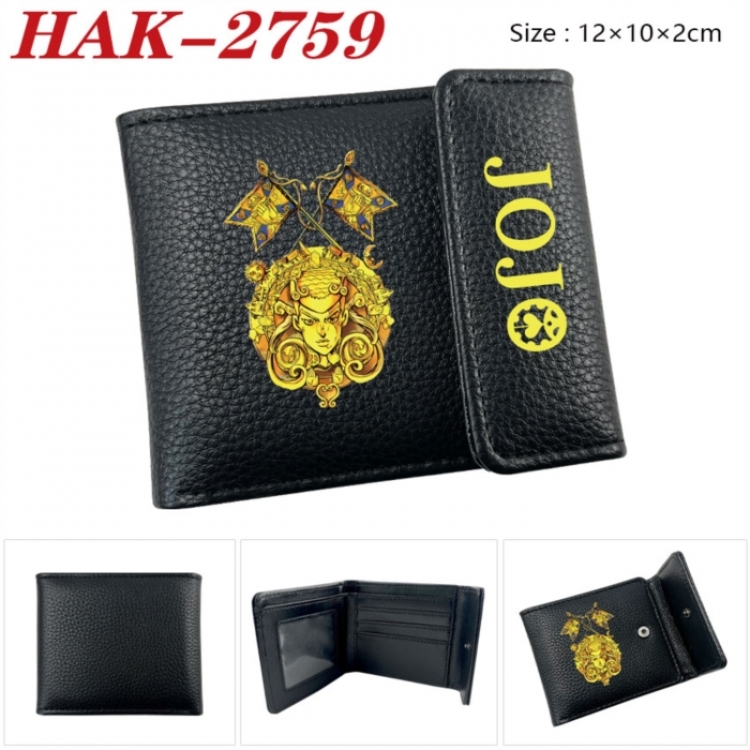 JoJos Bizarre Adventure Anime Litchi Pattern Hidden Buckle Half Fold Printed Wallet 12X10X2CM
