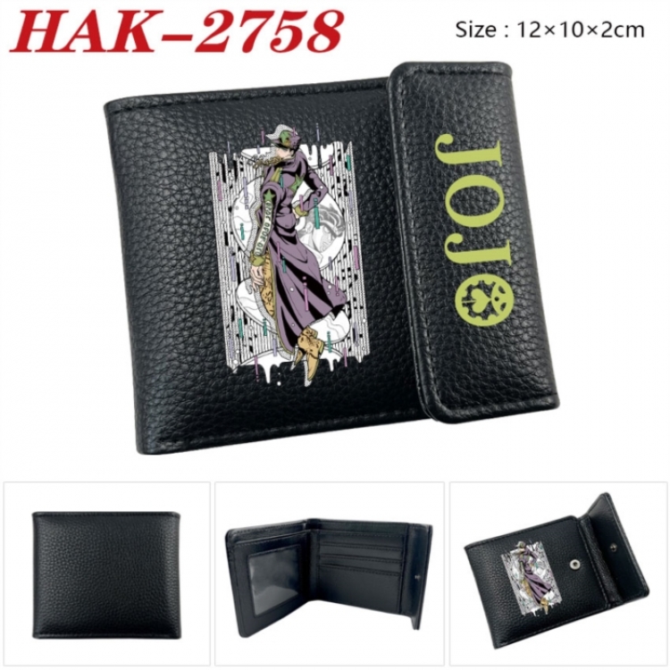 JoJos Bizarre Adventure Anime Litchi Pattern Hidden Buckle Half Fold Printed Wallet 12X10X2CM