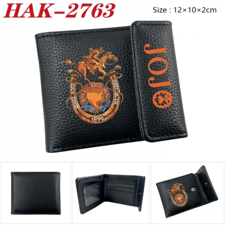 JoJos Bizarre Adventure Anime Litchi Pattern Hidden Buckle Half Fold Printed Wallet 12X10X2CM