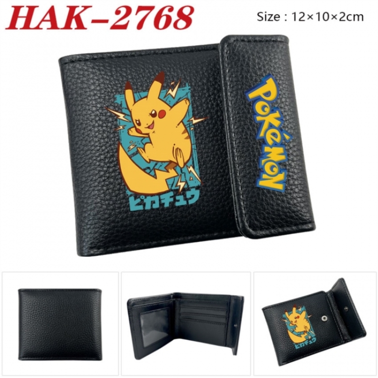 Pokemon Anime Litchi Pattern Hidden Buckle Half Fold Printed Wallet 12X10X2CM