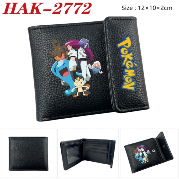 Pokemon Anime Litchi Pattern Hidden Buckle Half Fold Printed Wallet 12X10X2CM