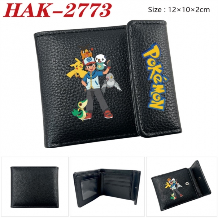 Pokemon Anime Litchi Pattern Hidden Buckle Half Fold Printed Wallet 12X10X2CM