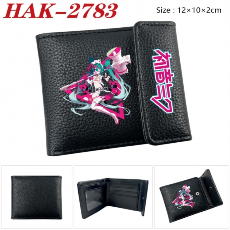 Hatsune Miku Anime Litchi Pattern Hidden Buckle Half Fold Printed Wallet 12X10X2CM