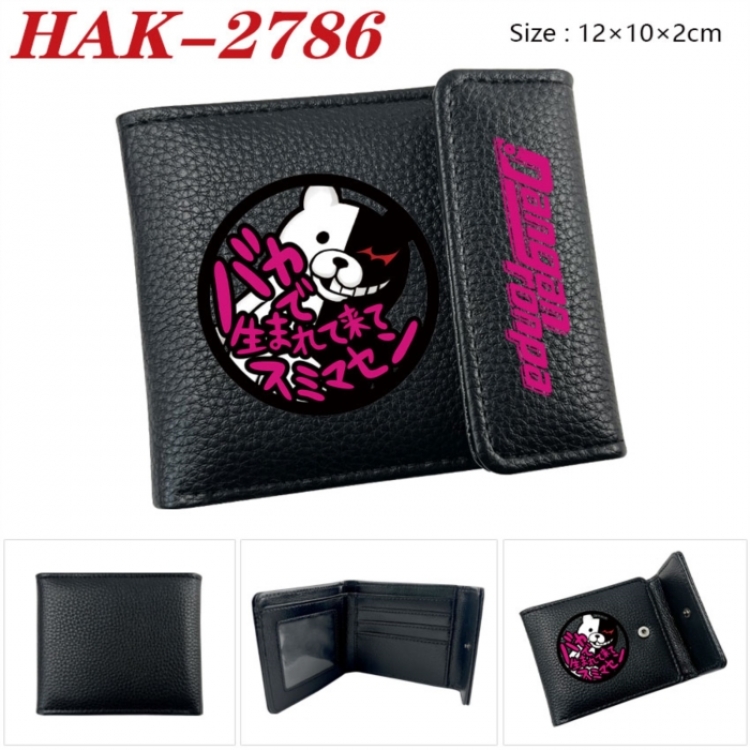 Dangan-Ronpa Anime Litchi Pattern Hidden Buckle Half Fold Printed Wallet 12X10X2CM