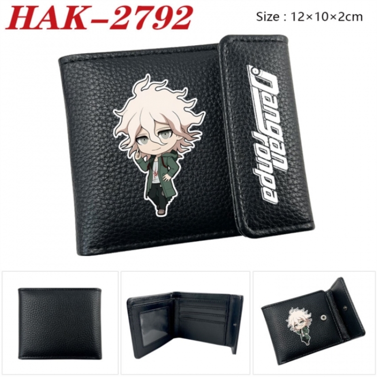 Dangan-Ronpa Anime Litchi Pattern Hidden Buckle Half Fold Printed Wallet 12X10X2CM